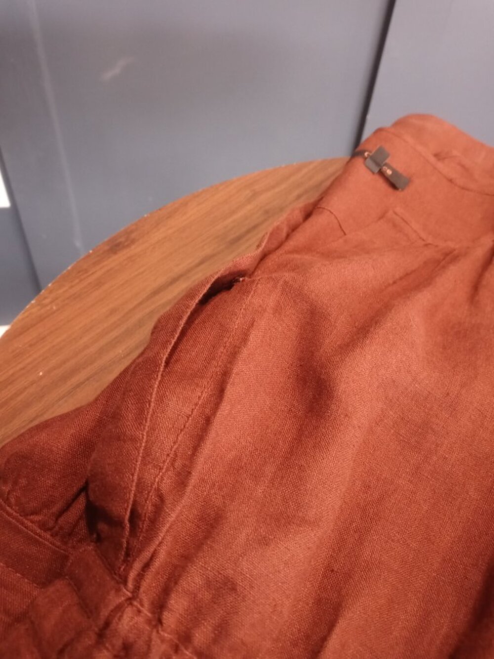 QUINCE 100% European linen tiered maxi dress in chocolate brown (M) - Picture 6 of 9